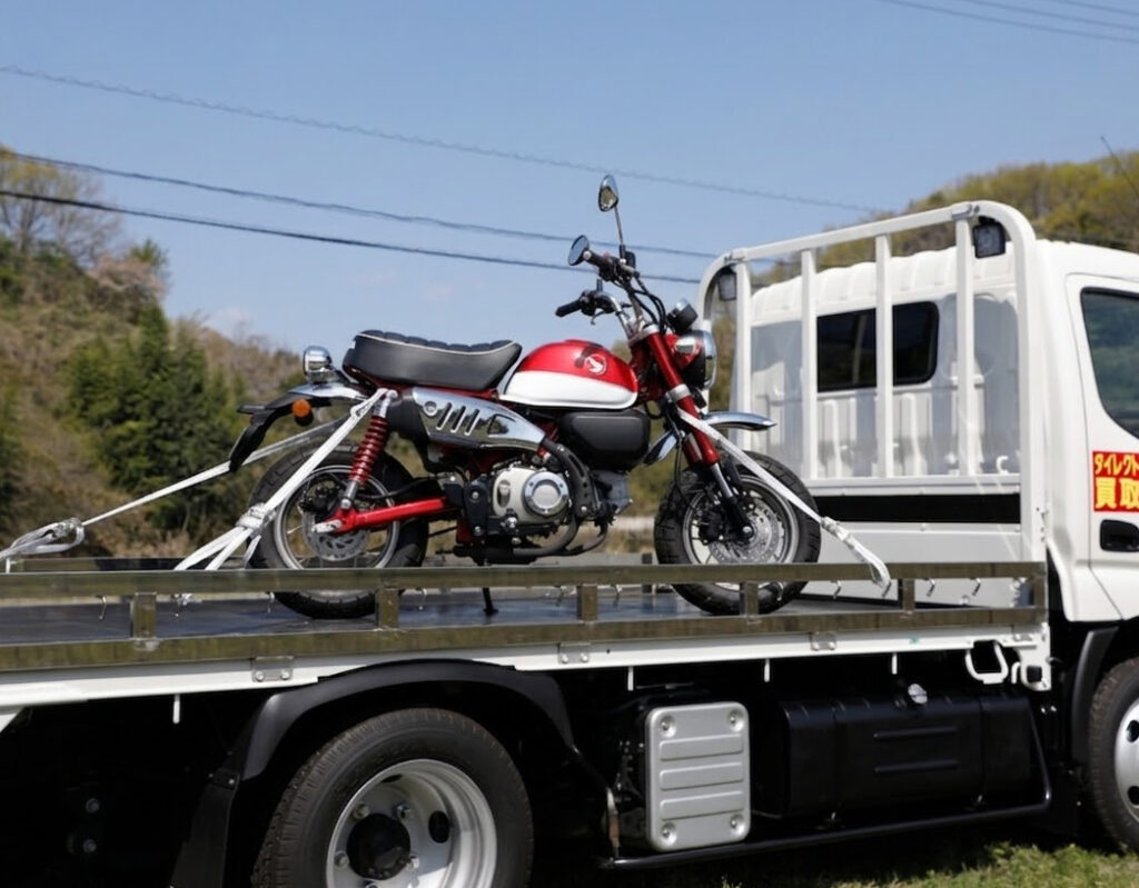 トラックの荷台に積まれたモンキー125